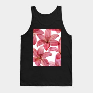 Transparent Lilly flower watercolor pattern. Translucent tropical flowers botanical illustration. Summer vibrant floral composition Tank Top